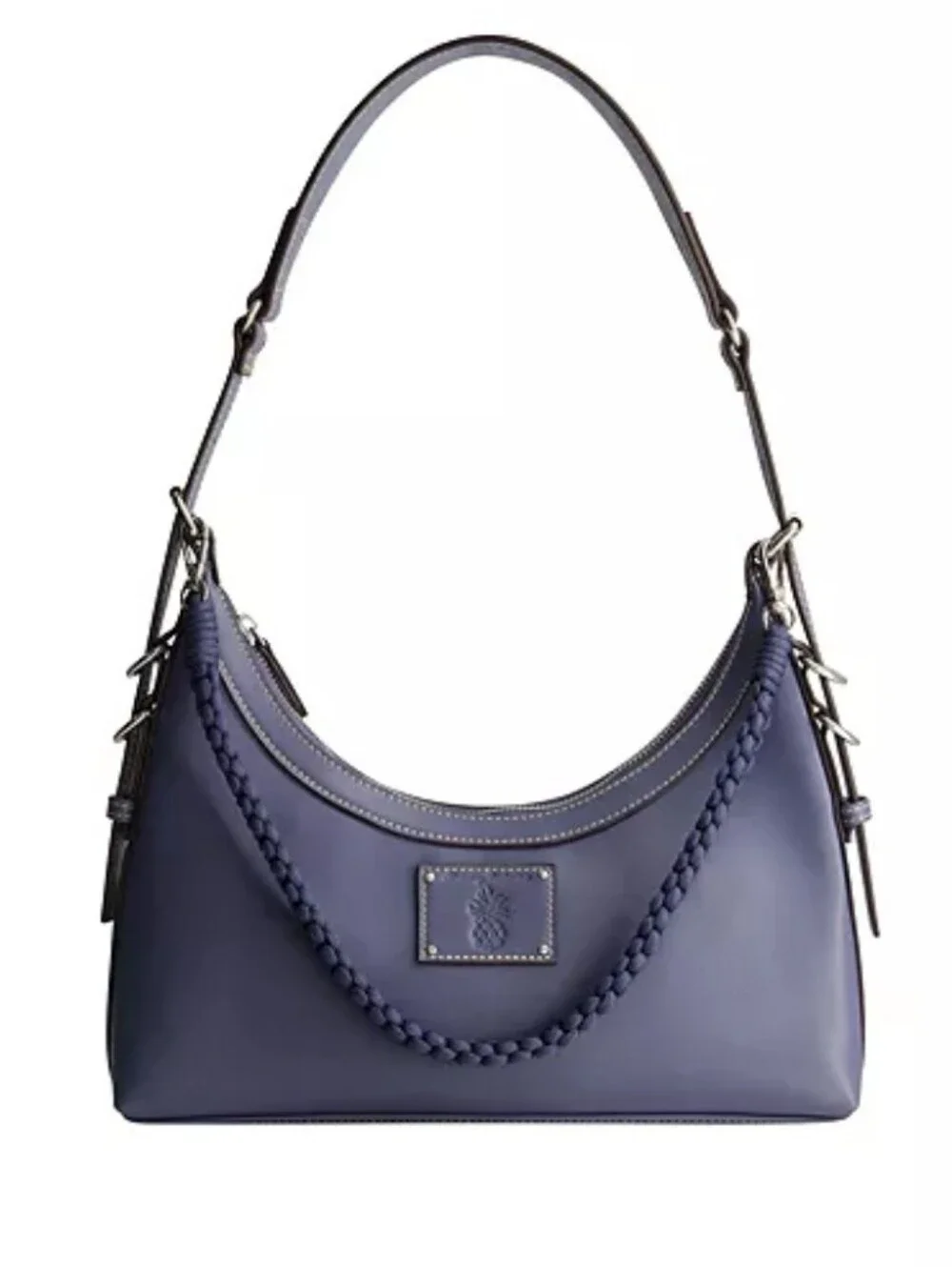 Tommy Bahama Debossed Logo Zip-Top Dusty Blue Hobo Shoulder Bag Two Straps